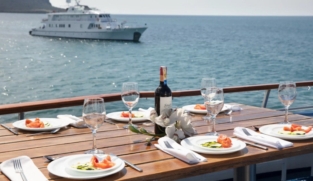 coral yachts dinning table at sun deck