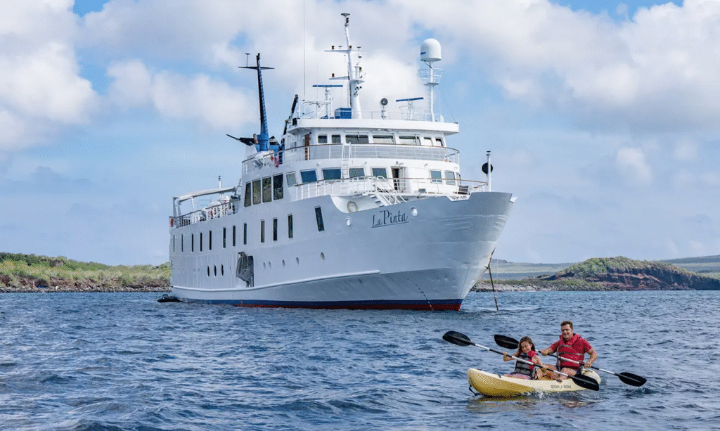 la-pinta-yacht two people kayak