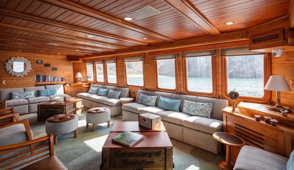 wooden social area coral yachts